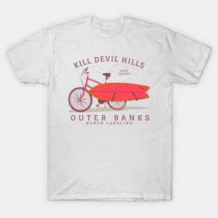 Kill Devil Hills, NC Summer Vacation Bike and Surfboard T-Shirt